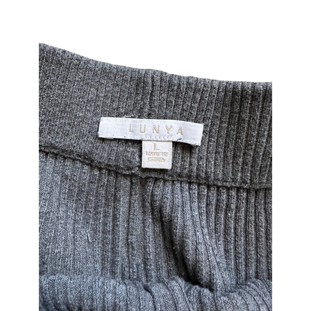 Minimalist Lunya Ribbed Cotton Silk Knit Lounge Shorts L Gray Sleepwear - Picture 2 of 8